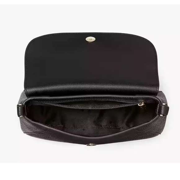 New Kate Spade Monica Small Flap Crossbody bag Pebble Leather Black - Picture 3 of 5